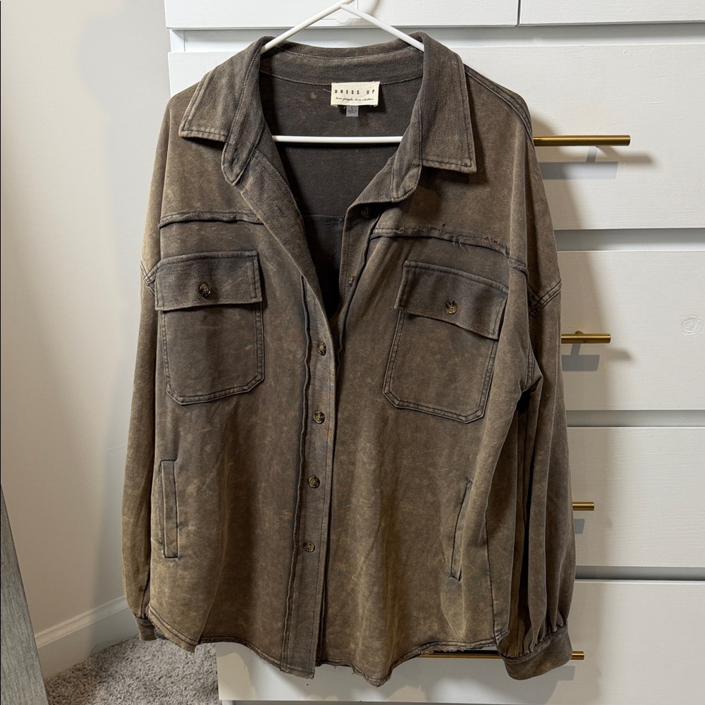 Casual Brown Button Down Shirt for Women